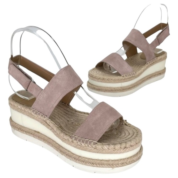 Marc Fisher LTD Platform Sandals 8M Gallia Pink Suede Jute Wrapped Slingback - Picture 9 of 13